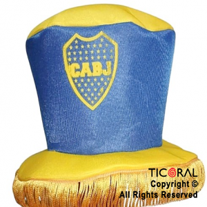 SOMBRERO GALERA BAJA FUTBOL BOCA ESCUDO CON FLECOS x 1